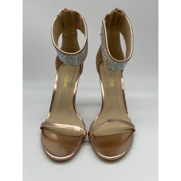 PrettyLittleThing Rose Gold Rhinestone Stiletto Size 5 - Picture 2 of 8